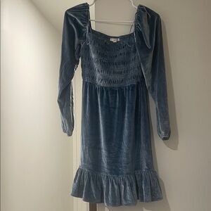 Elegant Blue Velvet Dress